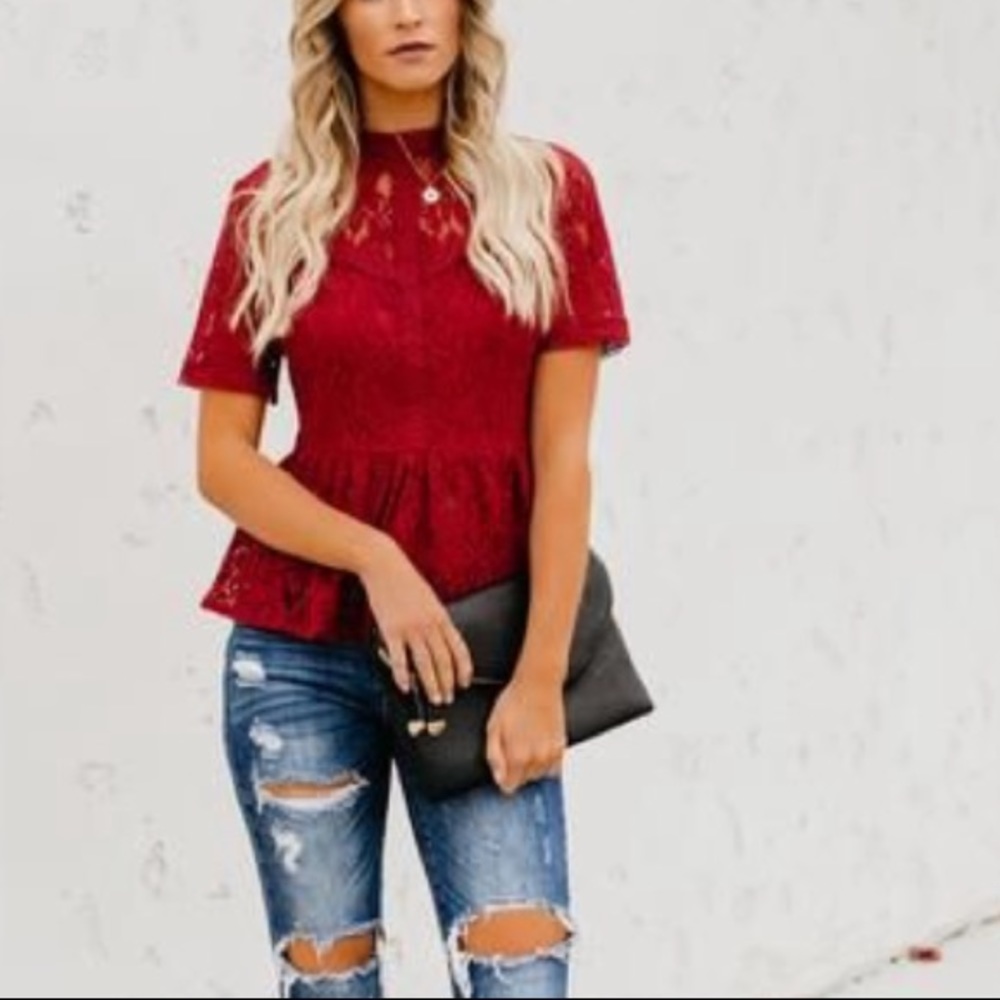 Red lace top
